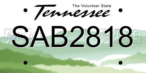 SAB2818 Tennessee License Plate