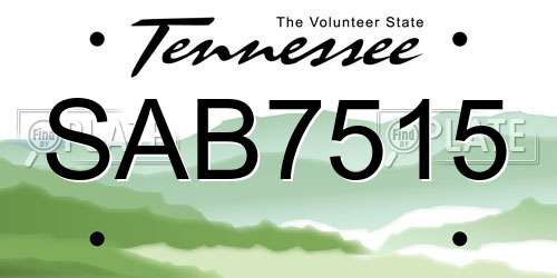 SAB7515 Tennessee License Plate