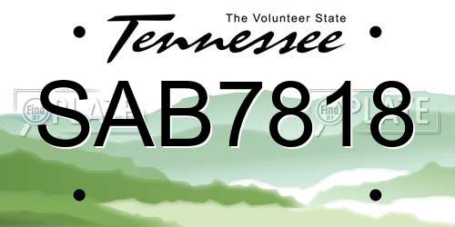 SAB7818 Tennessee License Plate