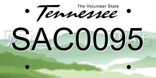 SAC0095 Tennessee License Plate