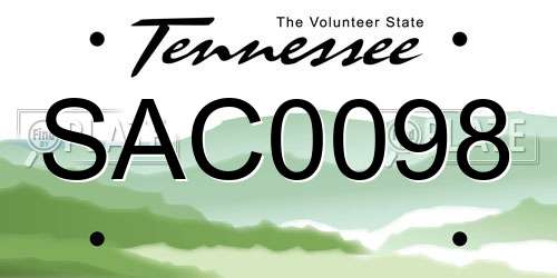 SAC0098 Tennessee License Plate