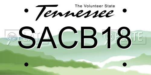 SACB18 Tennessee License Plate