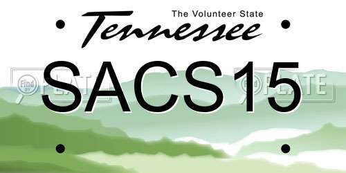 SACS15 Tennessee License Plate