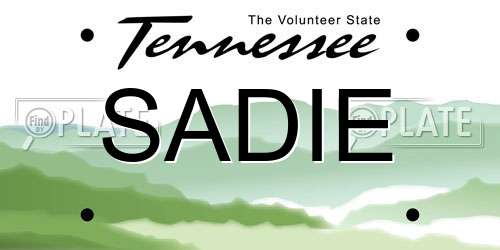 SADIE Tennessee License Plate