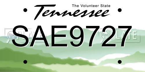 SAE9727 Tennessee License Plate