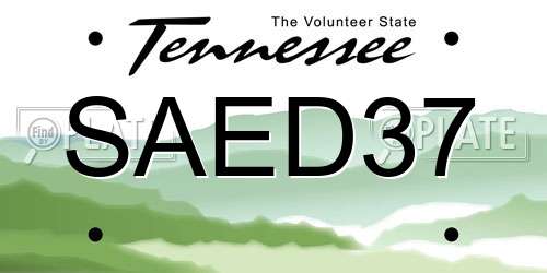 SAED37 Tennessee License Plate