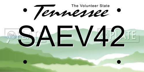 SAEV42 Tennessee License Plate