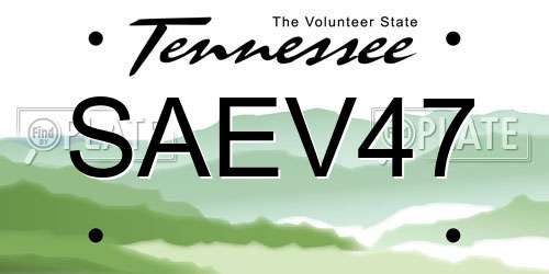 SAEV47 Tennessee License Plate