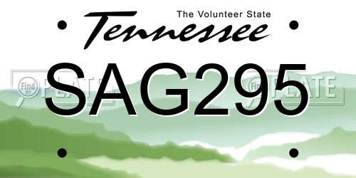 SAG295 Tennessee License Plate