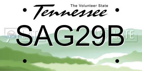 SAG29B Tennessee License Plate
