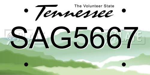 SAG5667 Tennessee License Plate