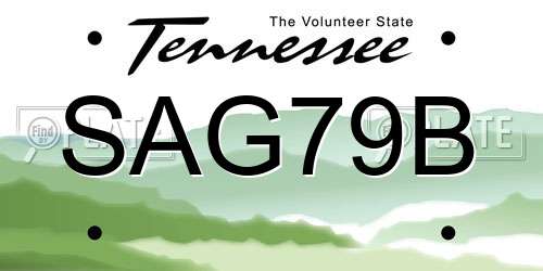 SAG79B Tennessee License Plate