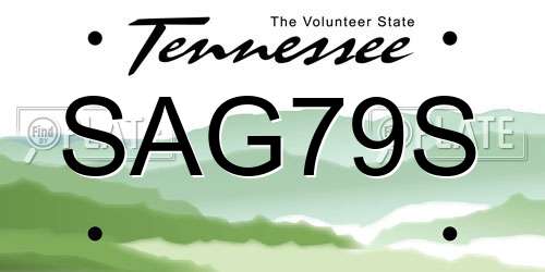 SAG79S Tennessee License Plate
