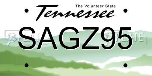 SAGZ95 Tennessee License Plate