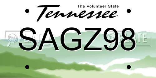 SAGZ98 Tennessee License Plate