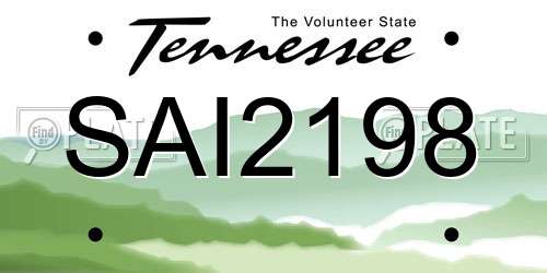 SAI2198 Tennessee License Plate