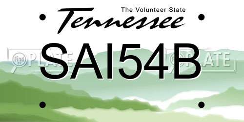 SAI54B Tennessee License Plate