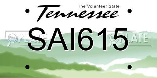 SAI615 Tennessee License Plate