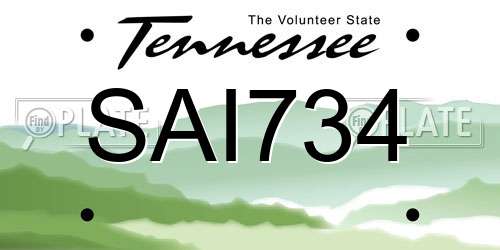SAI734 Tennessee License Plate