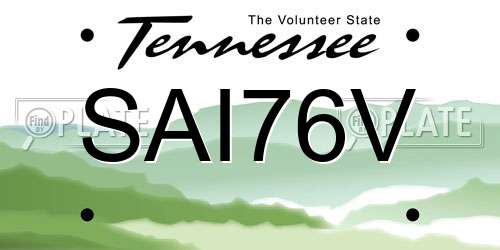 SAI76V Tennessee License Plate