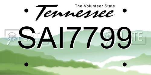 SAI7799 Tennessee License Plate