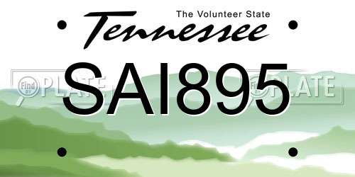 SAI895 Tennessee License Plate