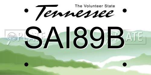 SAI89B Tennessee License Plate