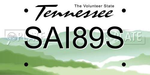 SAI89S Tennessee License Plate