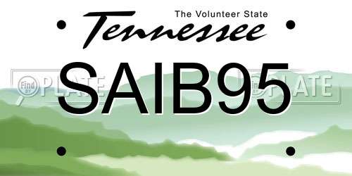 SAIB95 Tennessee License Plate