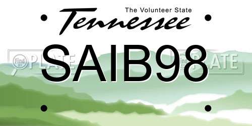 SAIB98 Tennessee License Plate