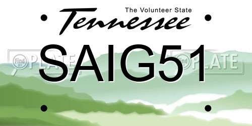 SAIG51 Tennessee License Plate