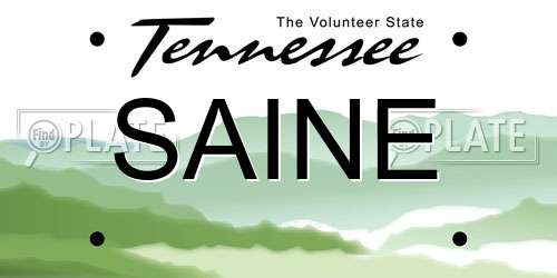 SAINE Tennessee License Plate