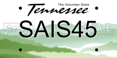 SAIS45 Tennessee License Plate