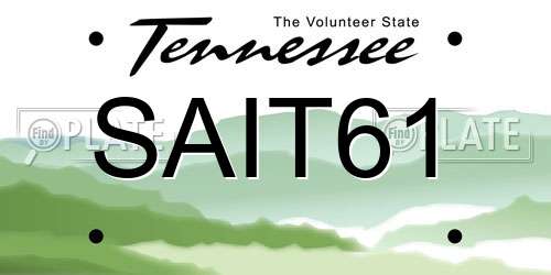 SAIT61 Tennessee License Plate