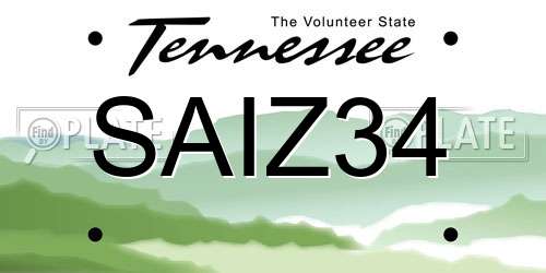 SAIZ34 Tennessee License Plate