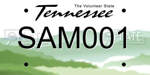SAM001 Tennessee License Plate