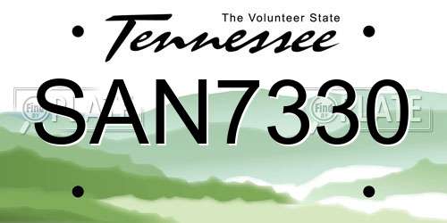 SAN7330 Tennessee License Plate