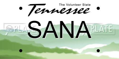 SANA Tennessee License Plate