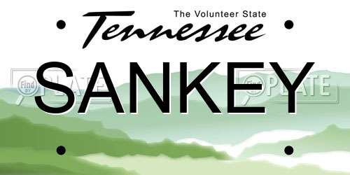 SANKEY Tennessee License Plate