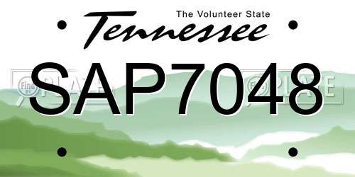 SAP7048 Tennessee License Plate