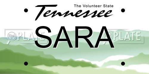SARA Tennessee License Plate