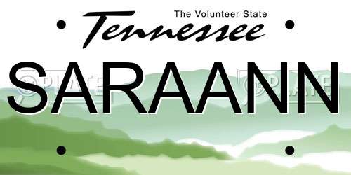 SARAANN Tennessee License Plate