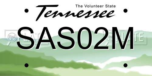 SAS02M Tennessee License Plate