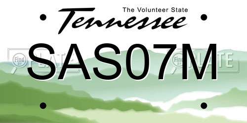 SAS07M Tennessee License Plate