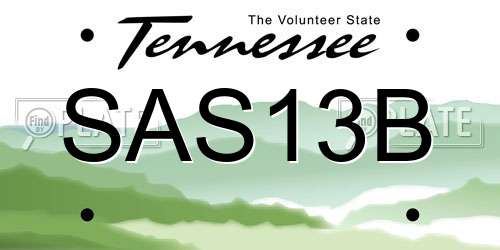 SAS13B Tennessee License Plate