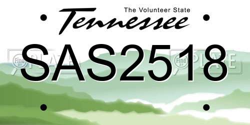 SAS2518 Tennessee License Plate