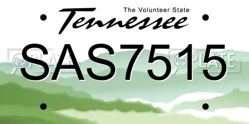 SAS7515 Tennessee License Plate