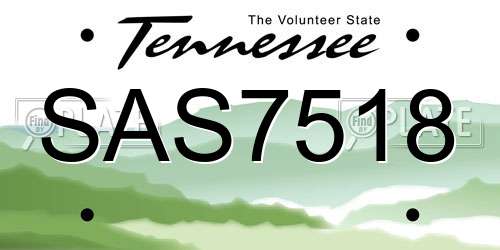SAS7518 Tennessee License Plate