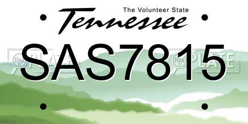 SAS7815 Tennessee License Plate