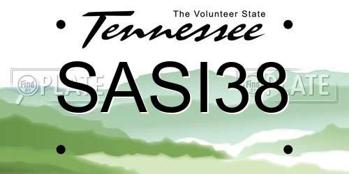 SASI38 Tennessee License Plate